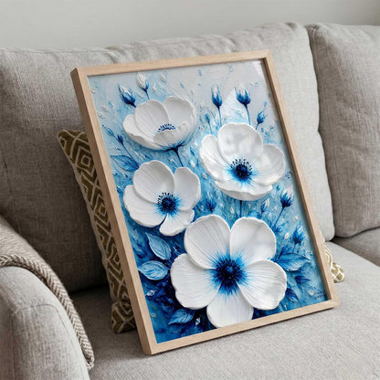 Aesthetic Flowers Modern Art Wall Painting | Home Decoration Floral Painting With Frame For Living Room Bedroom Wall Decor | Textured Digital Reprint Set of 1 Size (13X17 INCH)