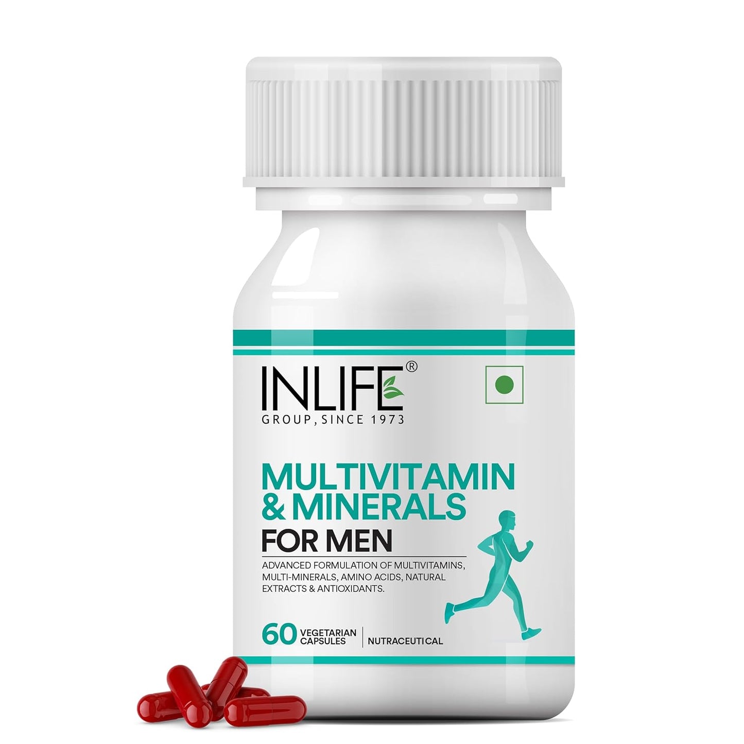 INLIFE Multivitamin for Men with Biotin Ginseng Ashwagandha Zinc Magnesium Vitamin D3 B12 & Minerals Amino Acids Antioxidants Daily Formula Supplement - 60 Capsules (Pack of 1, 60)