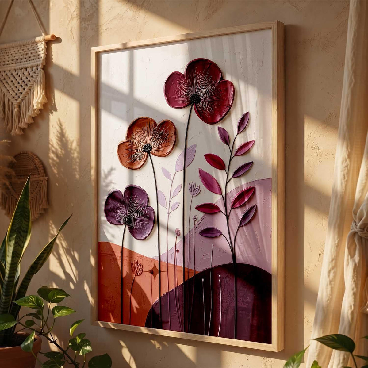 Aesthetic flower Art Home Decoration Painting | Floral Paintings With Frame For Living Room Bed Room Hotel Wall Decor Digital Reprint (13x17 inch)