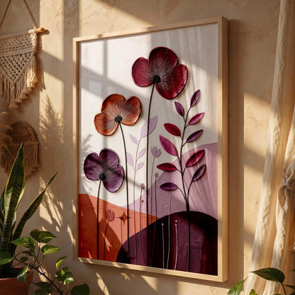Aesthetic flower Art Home Decoration Painting | Floral Paintings With Frame For Living Room Bed Room Hotel Wall Decor Digital Reprint (13x17 inch)