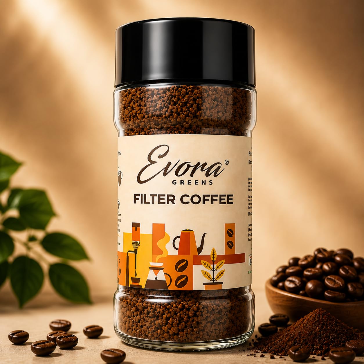EVORA Greens Signature 100gm Filter Coffee Powder | Coffee with Arabica & Robusta Blend - Medium Roast | Make Café Style Hot or Cold Coffee, black Coffee, Cappuccino, Latte at Home | Make 50 Cups