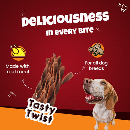 Goofy Tails Active Dental Chicken Twists Dog Treat 100g (Pack of 1), Gluten Free, Slow Roasted Dog Treats for Puppy, Dog Treats Non Vegetarian, Dental Sticks for Dogs, Chew Sticks for Dogs