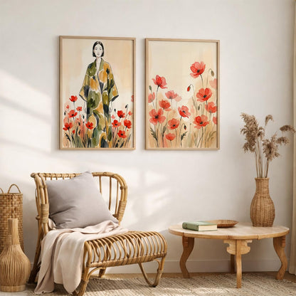 Modern Art Wall Painting Set of 2 for Living Room | Premium HD Printed Wall Frames for Bedroom, Office & Home Decor | Minimalist Contemporary Wall Art (Ready to Hang) (M.8, 13x19 inches)