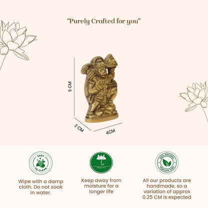 Brass Hanuman Ji Idol | Handcrafted Hanuman Murti for Pooja Room | Home Temple & Festival Gift (Design08: L4 x W2 x H5 cm)
