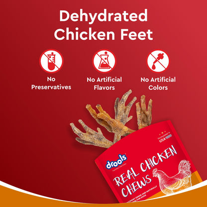 Drools Dog Treats, Dehydrated Real Chicken Chews Feet, 70g, All Life Stages, Bone
