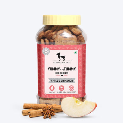 Yummy in My Tummy by HUFT Apple & Cinnamon Dog Biscuits – 800 gm | 100% Vegetarian Crunchy Treats for Puppies & Adult Dogs | Made with Real Ingredients | Healthy Training Snack for All Breeds