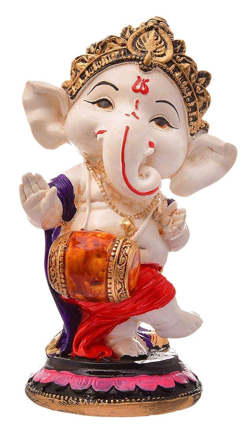 Handcrafted Resin Dhol Ganesh Idol Showpiece for Home Decor Office Table Temple Spiritual Gift Figurine Decorative Statue