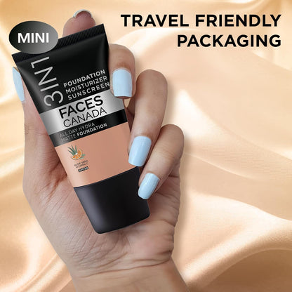 FACESCANADA Cream All Day Hydra Matte Foundation - Mini|3in1 Foundation + Moisturizer + SPF 30|24 HR Aloe Hydration & Vitamin C| 10HR Wear | Medium to High Buildable Coverage | Medium Natural (18 ml)