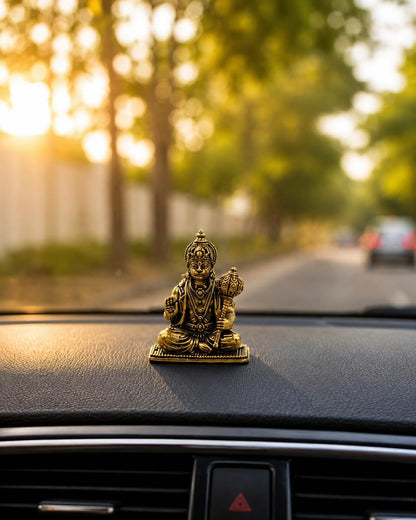 2 Inch Hanuman Brass Murti for Home Temple, Bajrangbali Idol for Pooja Room, Office Desk & Car Dashboard, Brass God Statue for Strength, Courage, Positive Energy & Spiritual Décor