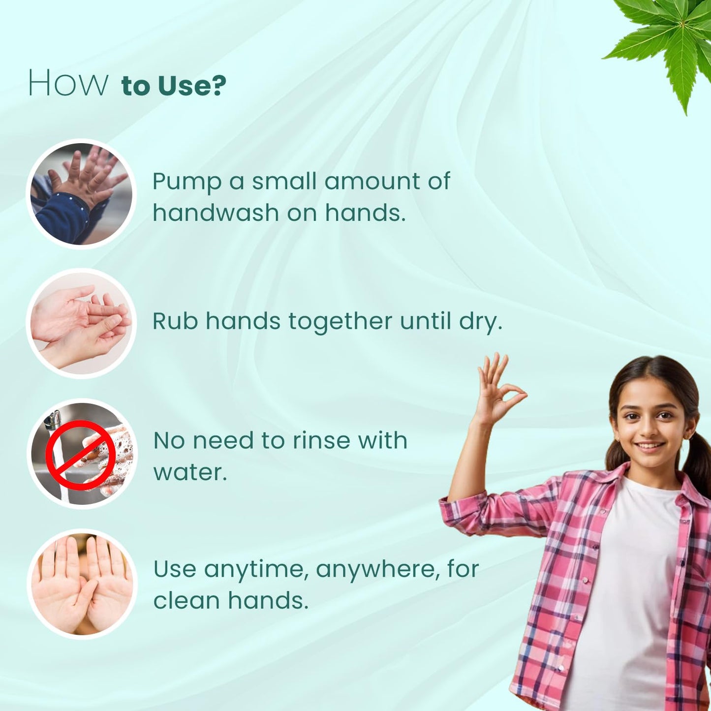 BabyOrgano Waterless Foaming Hand Wash for Kids 0+ Years | Kills 99.9% Germs | No Rinse Needed | Neem, Tulsi & Aloe Vera | Alcohol Free | Paraben Free | FDCA Approved | 50ml (Pack of 1)