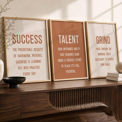 Motivational Wall Art Poster With Frame Home Decor Wall Painting For Living Room Office Bedroom engineered wood Set of 3 (13X17 inch)
