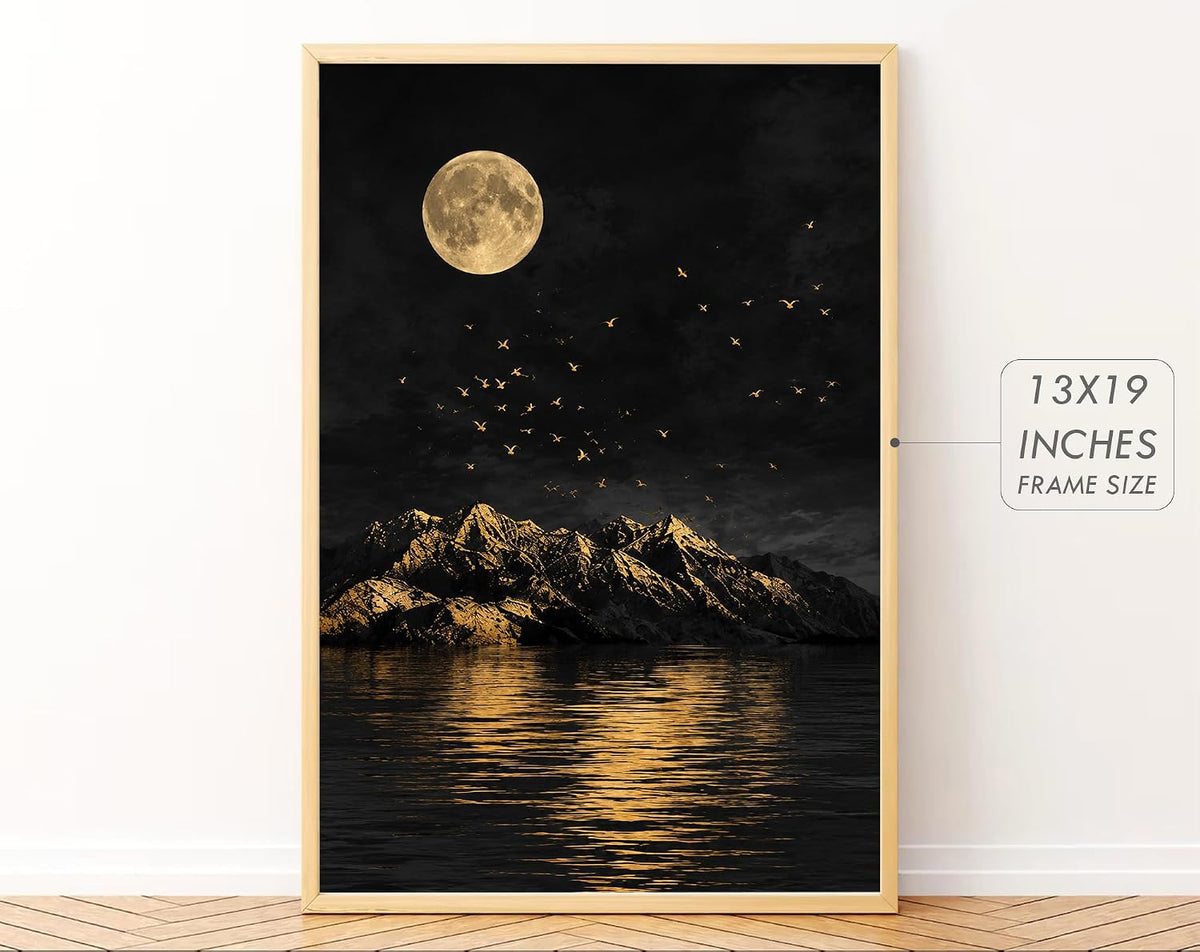 Big Modern Framed Posters Wall Decor Paintings For Living Room, Bedroom/Big Paintings For Wall Decoration, Frames For Wall Decor Set of 3 (13x19 Inches) (Night)
