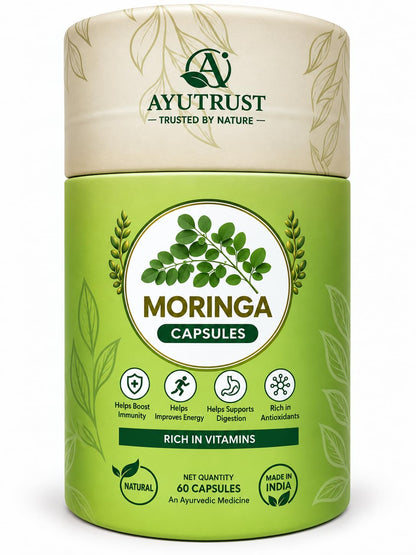 AYUTRUST Moringa Capsules I 400 mg Pure Moringa Leaf Extract | Natural Supplement | Supports Immunity, Energy & Digestion| 60 Capsules |