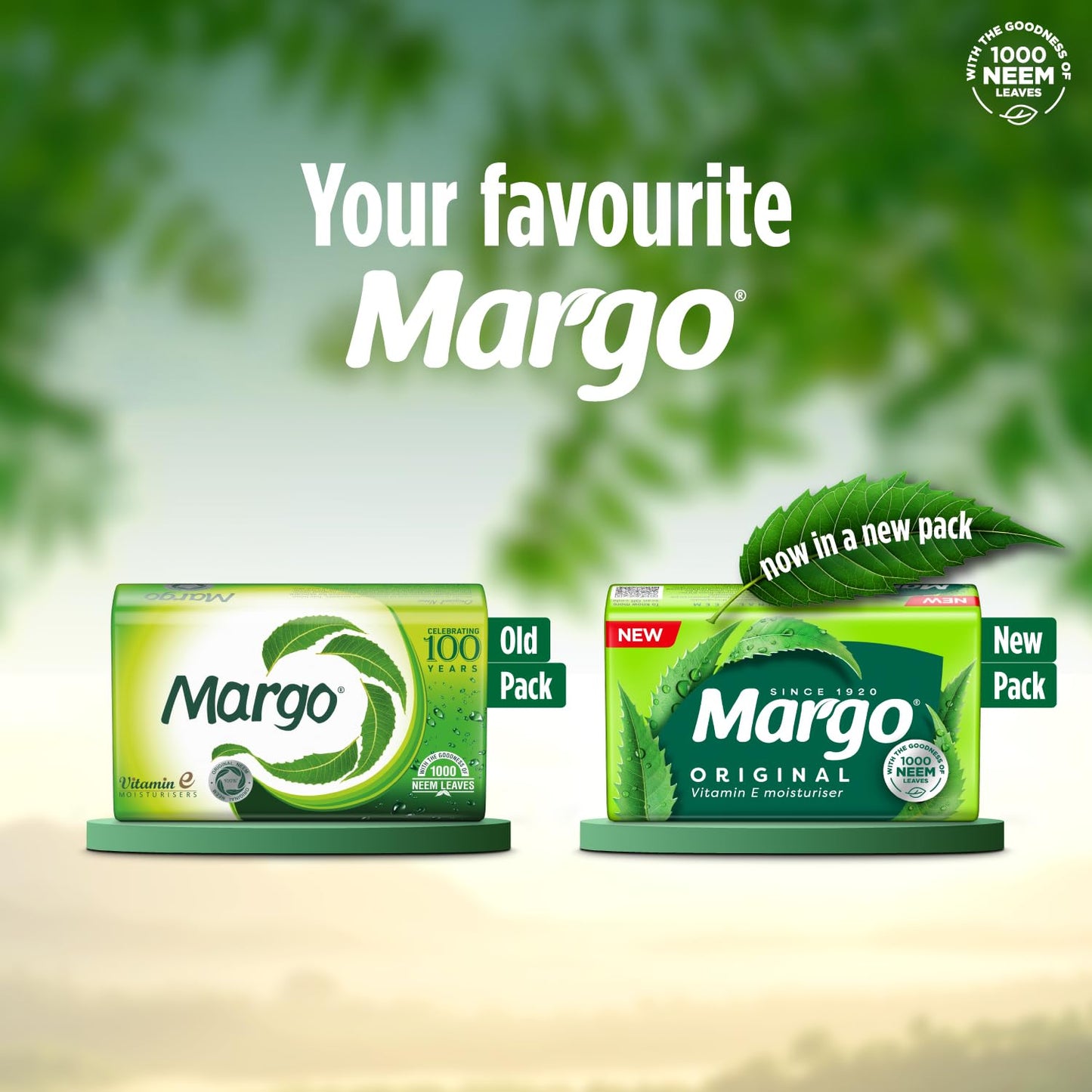 Margo Original Neem Soap 125gm X 8 | Powered With Goodness of 1000 Natural Neem Leaves | Soap for Clear and Beautiful Skin | Infused with Vitamin E for Moisturising