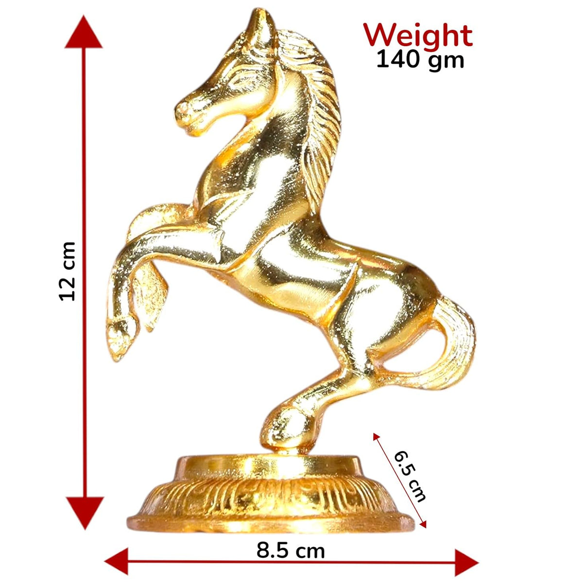 Jumping Horse Metal Statue for Wealth Table Top Figurine for Living Room Bedroom Home Office Animal Decorative Showpiece Feng Shui Vanstu Sculpture for Gift Purpose.