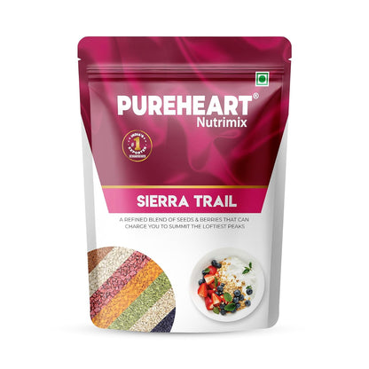 PUREHEART Nutrimix – Sierra Trail | Premium Seed & Berry Mix with Sunflower, Pumpkin, Cranberry, Raisins & Flax | High Fiber Superfood Snack for Energy & Digestion