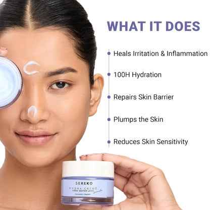 SEREKO Hydra Creme Ceramide Moisturizer Cream for Face — Skin Barrier Repair & Long-Lasting Hydration up to 100 hrs | Peptide + Ceramide Gel Formula | Lightweight | All Skin Types | 50 ml