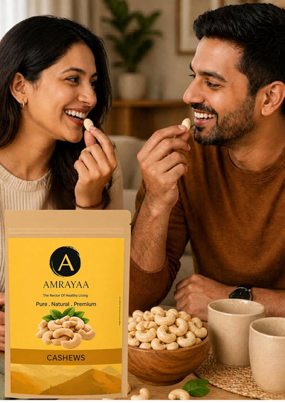 AMRAYAA W320 Premium Whole Cashews | Unpolished, Unsalted & Natural Kaju Nuts | Crunchy Deluxe Size | Antioxidant Rich Healthy Snack | High Protein, Iron, Magnesium, Zinc & Phosphorus