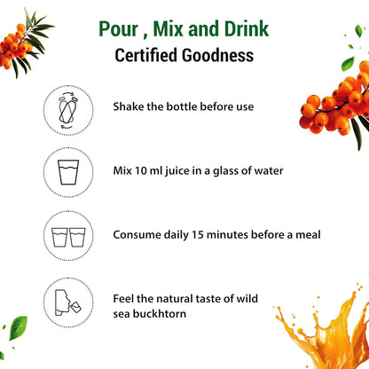 Biosash Sea Buckthorn Juice 250ml | Organic Cold-Pressed Pure Juice | Rich in Omega 3 6 7 9, Vitamins & Antioxidants | No Added Sugars, Sea Buckthorn Berries for Wellness Vitality &Immunity