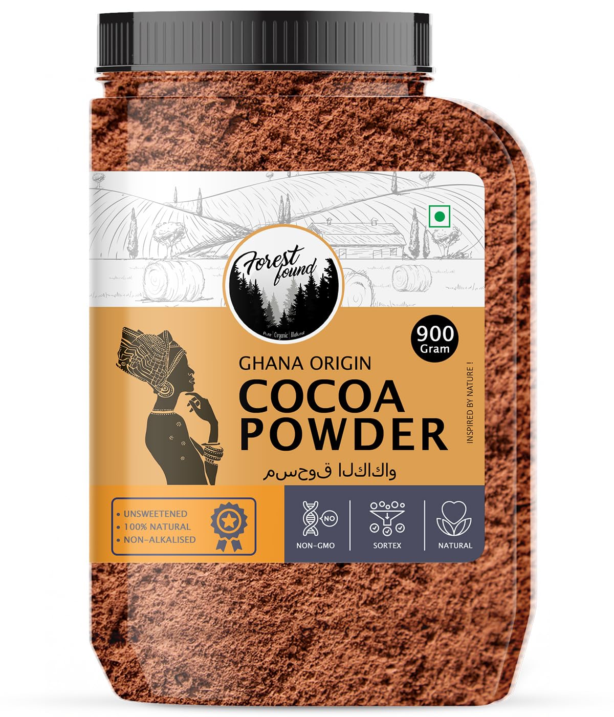 Forest Found 100% Pure Dark Cocoa Powder| Unsweetened Natural Dutch Process Cacao for Baking, Chocolate Making, Cakes & Smoothies | Rich Aroma, Keto Friendly & Vegan Cocoa Powder