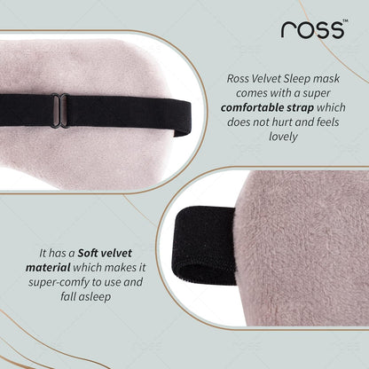 Ross Breathable Fabric Sleep Eye Mask – Ultra-Soft, Smooth & Cozy with Adjustable Strap for Ultimate Comfort, Light Blocking & Deep Sleep – Perfect for Travel, Meditation, Naps, Relaxation & Stress Relief - Grey