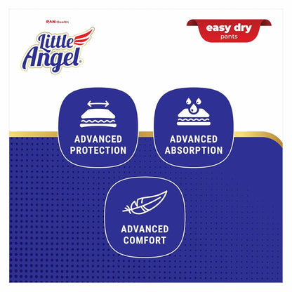 Little Angel Baby Easy Dry Diaper Pants With 12 Hrs Absorption Large Size, 9-14 Kgs - L (62 Pieces)