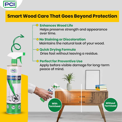 PCI Termiseal Herbal Wood Preservative Spray | Eco-Friendly Termite Killer Spray| Wood Preservative and Termite, Borer, Insect Repellant For Home, Kitchen and Offices 500 ml