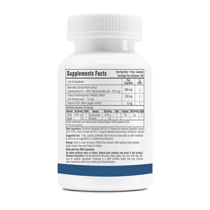 Supplement bottle with label on a white background