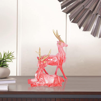 Deer Showpiece for Home Decor & Office Decor (Set of 2) 38% Off (Baby Pink) ,Resin