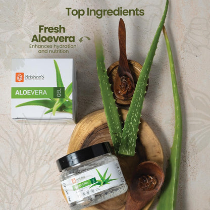 KRISHNA's HERBAL & AYURVEDA Aloe Vera Gel - 500 G Pure White Non-Sticky Transparent 3 In 1 Aloe Fresh Soothing Gel For Skin, Body & Hair, Vitamin C+E Natural Emollients, Dark Spots And Acne
