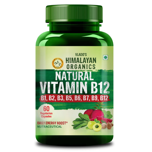 Vlado’s Himalayan Organics Plant-Based Vitamin B12 with B-Complex & Moringa | Energy, Nerve & Brain Support | 60 Veg Capsules