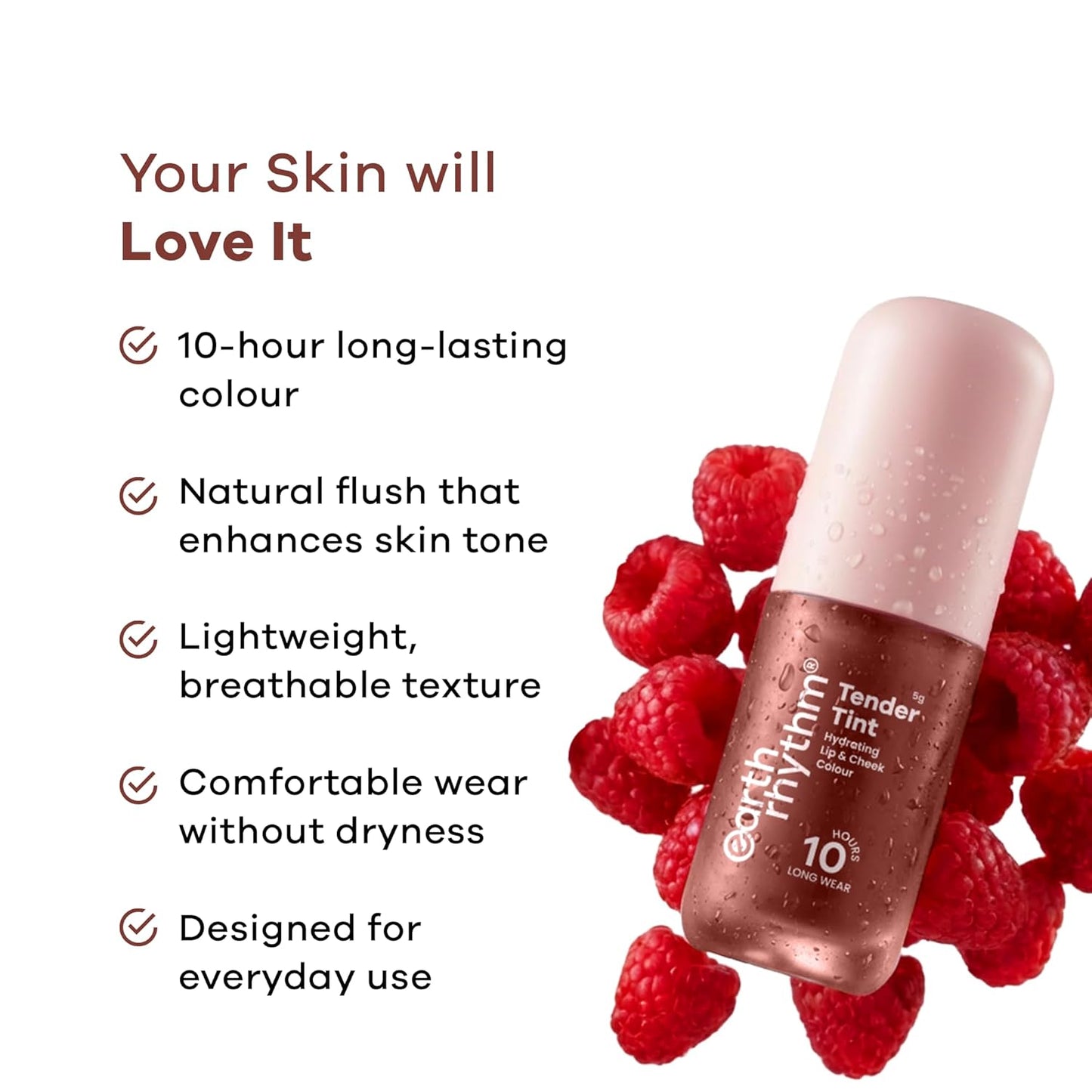 Earth Rhythm Tender Tint for Lip & Cheek with Pure Plant Pigments 10 H Stay - Bourbon