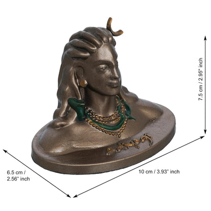 Resin Bronze Finish Adiyogi Shiva Statue for Car Dashboard| Adiyogi Statue for Home Pooja Room Office Decor| Shiv Murti Lord Shiva Idol Gift for Diwali Maha Shivratri Housewarming Birthday