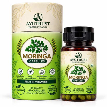 AYUTRUST Moringa Capsules I 400 mg Pure Moringa Leaf Extract | Natural Supplement | Supports Immunity, Energy & Digestion| 60 Capsules |