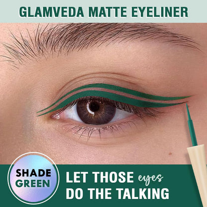 Glamveda Liquid Eye Liner, Green, Long Lasting Matte Waterproof Liner - Smudge Proof, Transfer Proof Eye Makeup, Bold, Clean, Smudge-Free Look 24-Hour Long Stay 4.5 ml