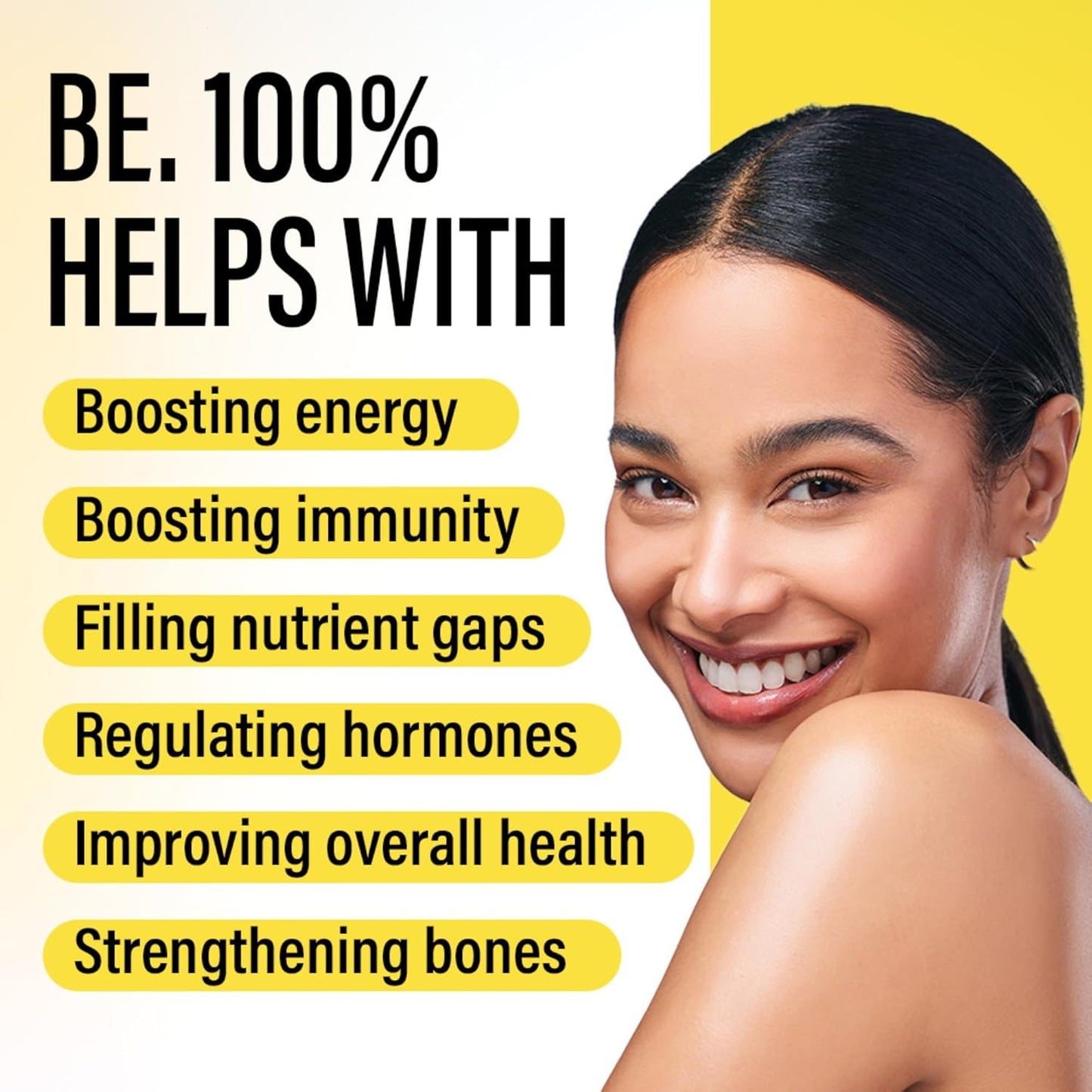 Be. 100% Daily Multivitamin Tablet for Men & Women | With Magnesium, Zinc, Biotin & Vitamin E | Everyday Multivitamin Tablets for Women & Men | Supports Energy, Immunity, Hair & Skin Care 30 Tablets