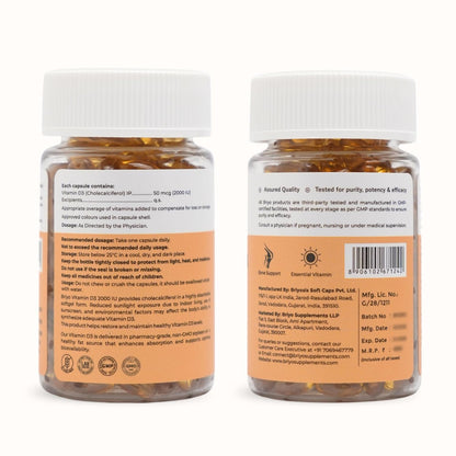 Two bottles of supplements with labels on a white background