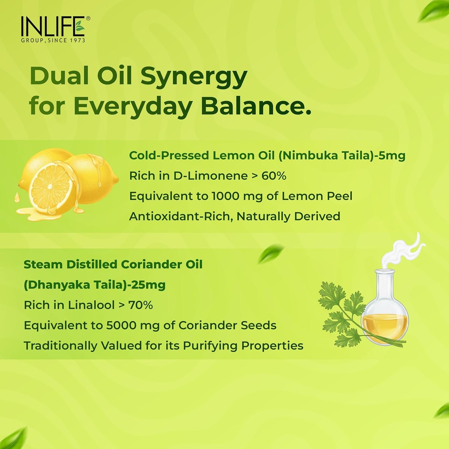 INLIFE Natural Lemon Coriander Oil Capsules | Kidney Support Supplement | Detox Renal Care, Digestion & Immune Health - 60 Liquid Filled Vegetarian Capsules