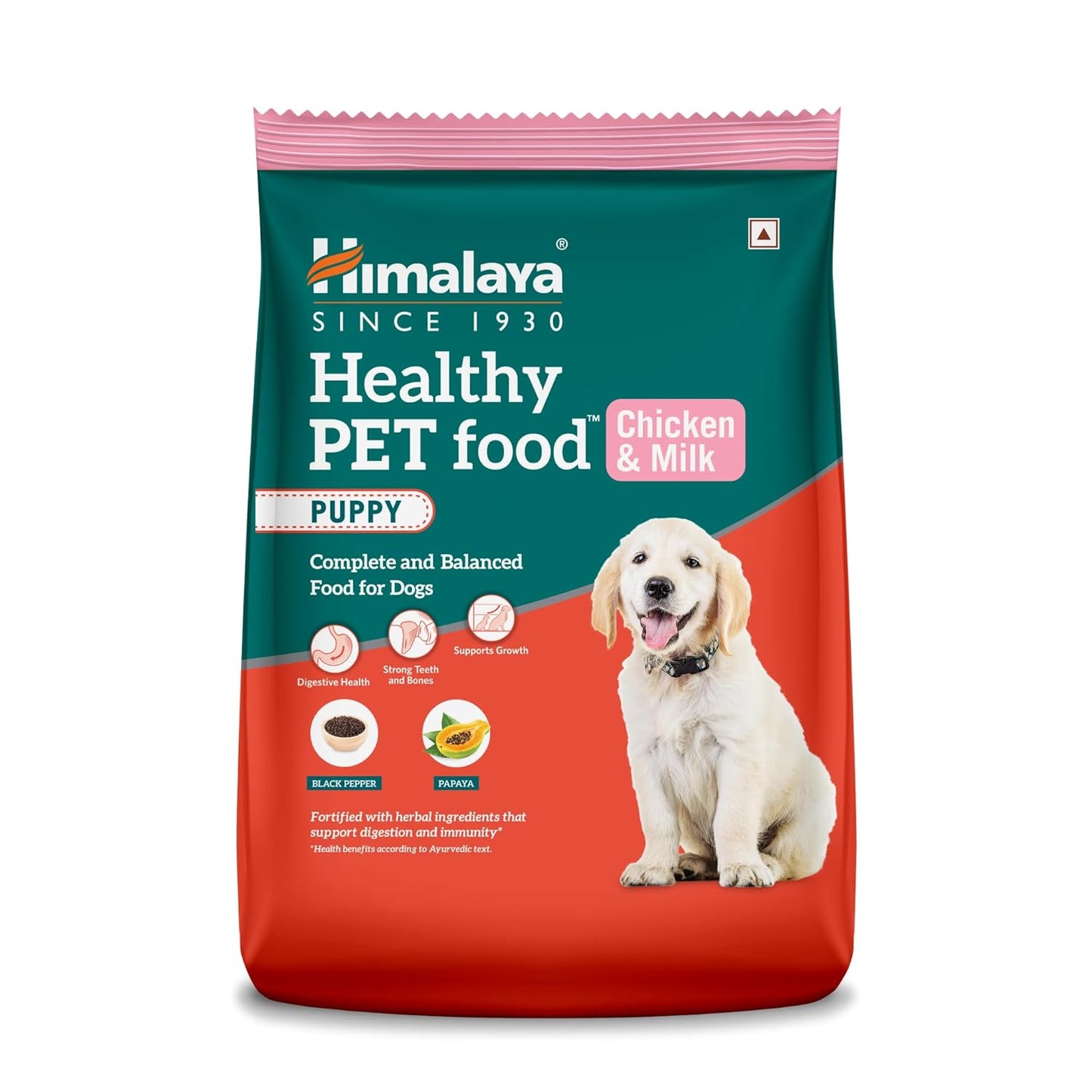 Himalaya Healthy PET Food for Puppies | Chicken & Milk | 1.2kg | Complete & Balanced Nutrition with Black Pepper, Oats & Papaya