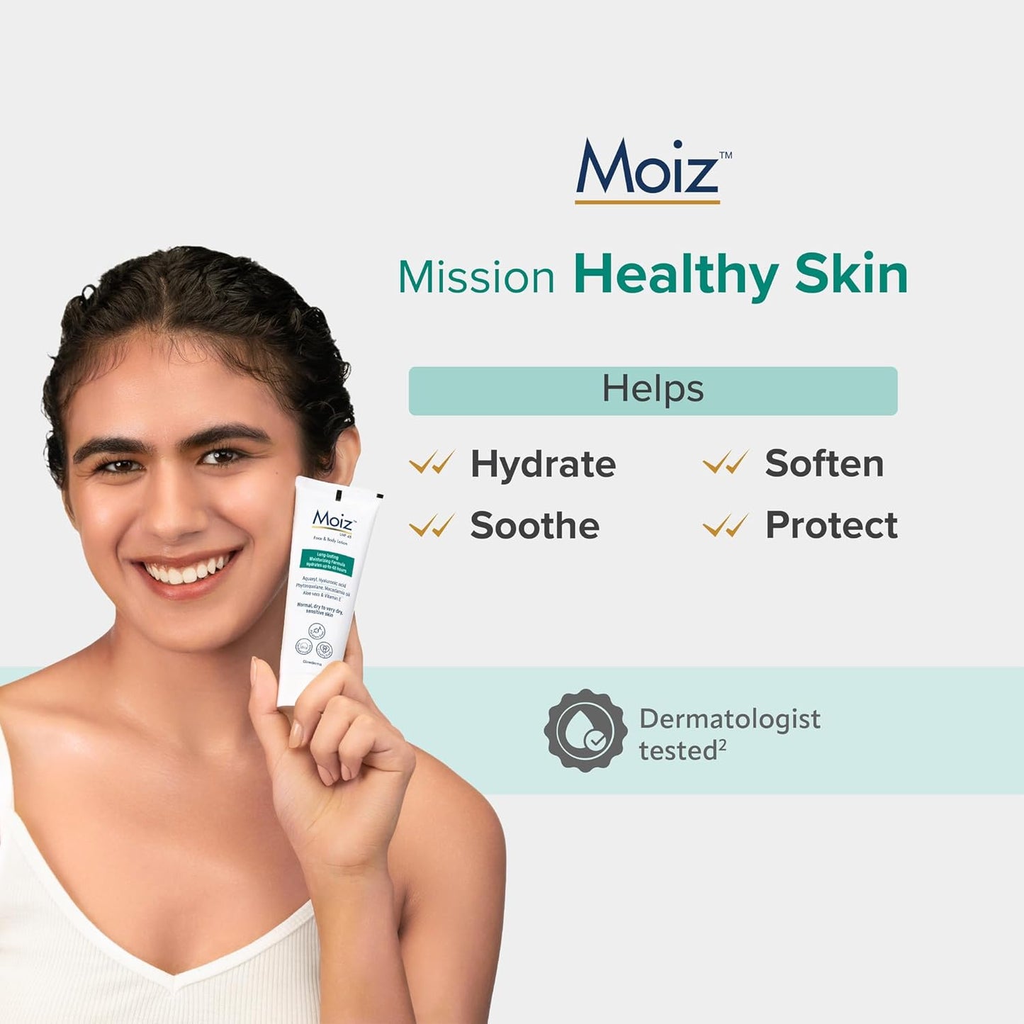 Moiz LMF 48 Lotion | 48 Hour Long-Lasting Moisturizer | Formulated with 17 Moisturizers | Non-Comedogenic | Paraben & Cruelty-Free - 75ml