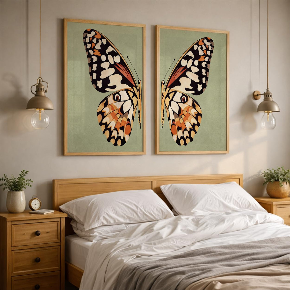 Set of 2 Butterfly Framed Wall Painting for Living Room | Modern Aesthetic Butterfly Wall Art Frames | Nature Inspired Wall Decor for Bedroom, Hall & Office (M.5, 13x19 inches)