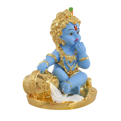 Laddoo Gopal Idol | Bal Gopal Murti Car Dashboard | Baby Krishna Statue | Little Kanha Figurine for Home Temple, Resin