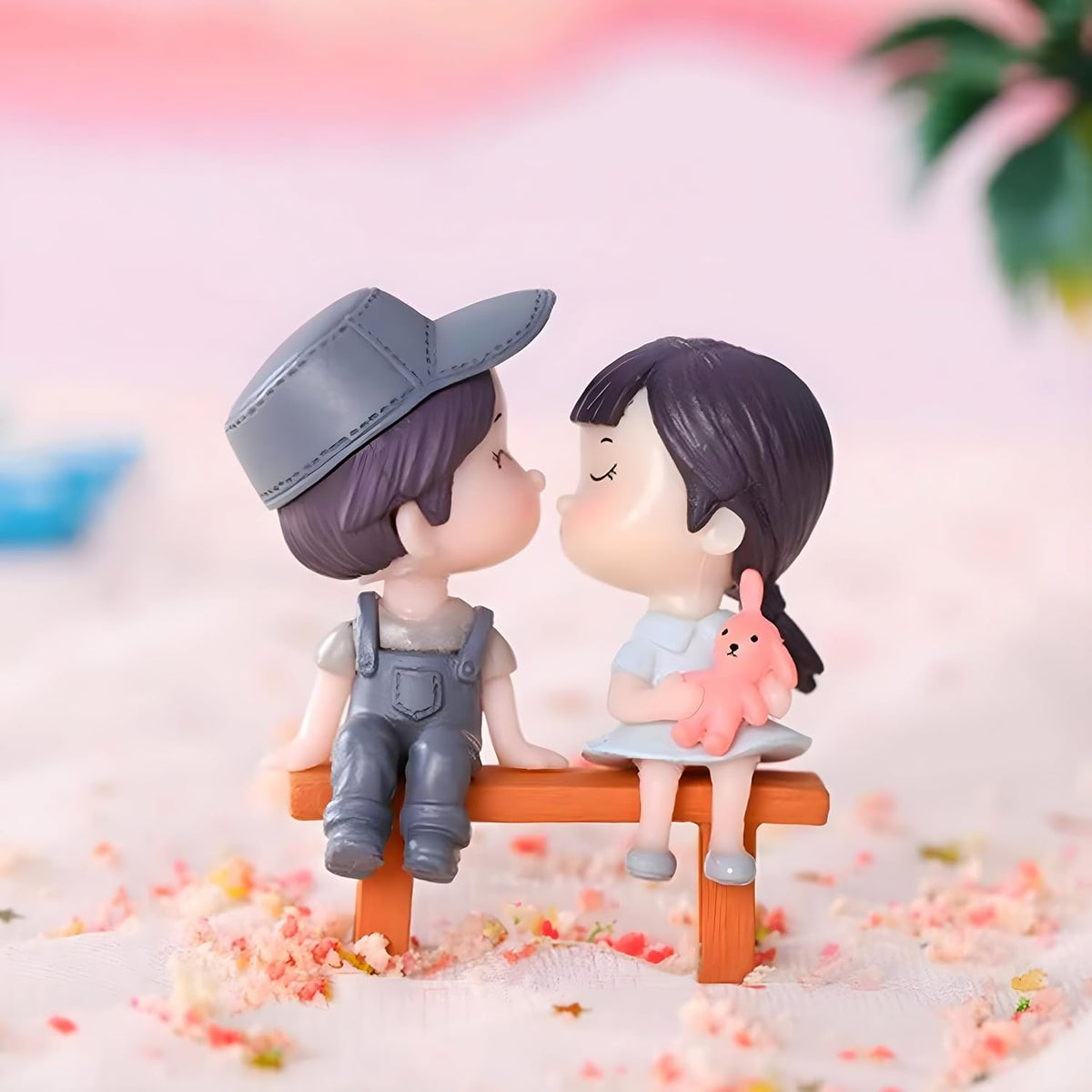 ascension Miniature Couple Sitting On Chair Gift for Girlfriend Boyfriend Husband Wife Miniature Adventure Showpiece for Valentines Day Gift Kissing Lovely Couple Valentine Gifts