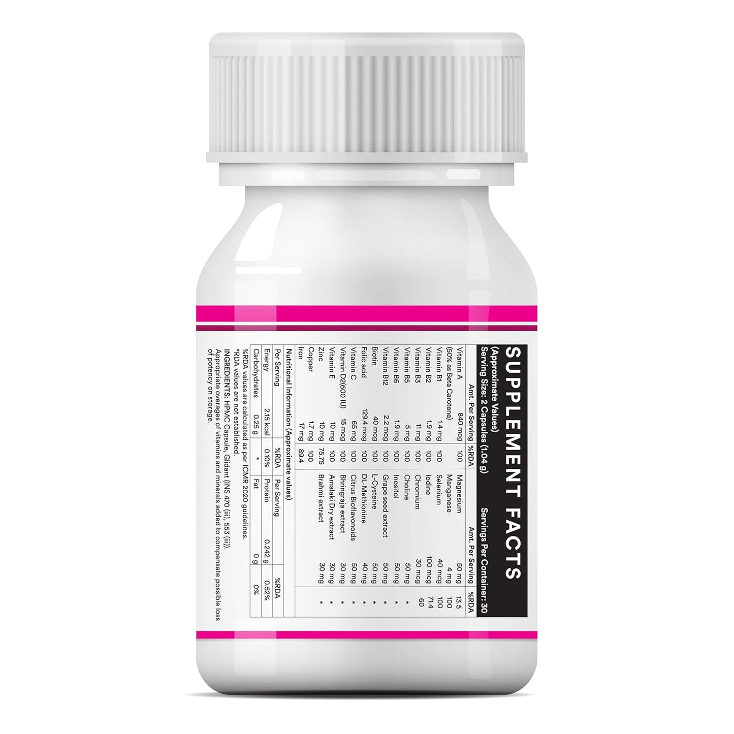 INLIFE Advanced Hair Skin & Nails Supplement with Biotin, Multivitamin Minerals, Amino Acids for Hair Care - 60 Vegetarian Capsules