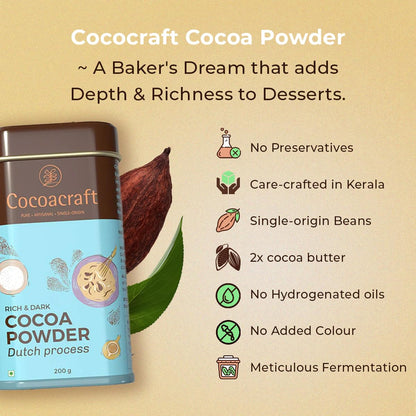 Natural & Dutch Process Cocoa Powder (200g, Unsweetened Dark Cocoa)
