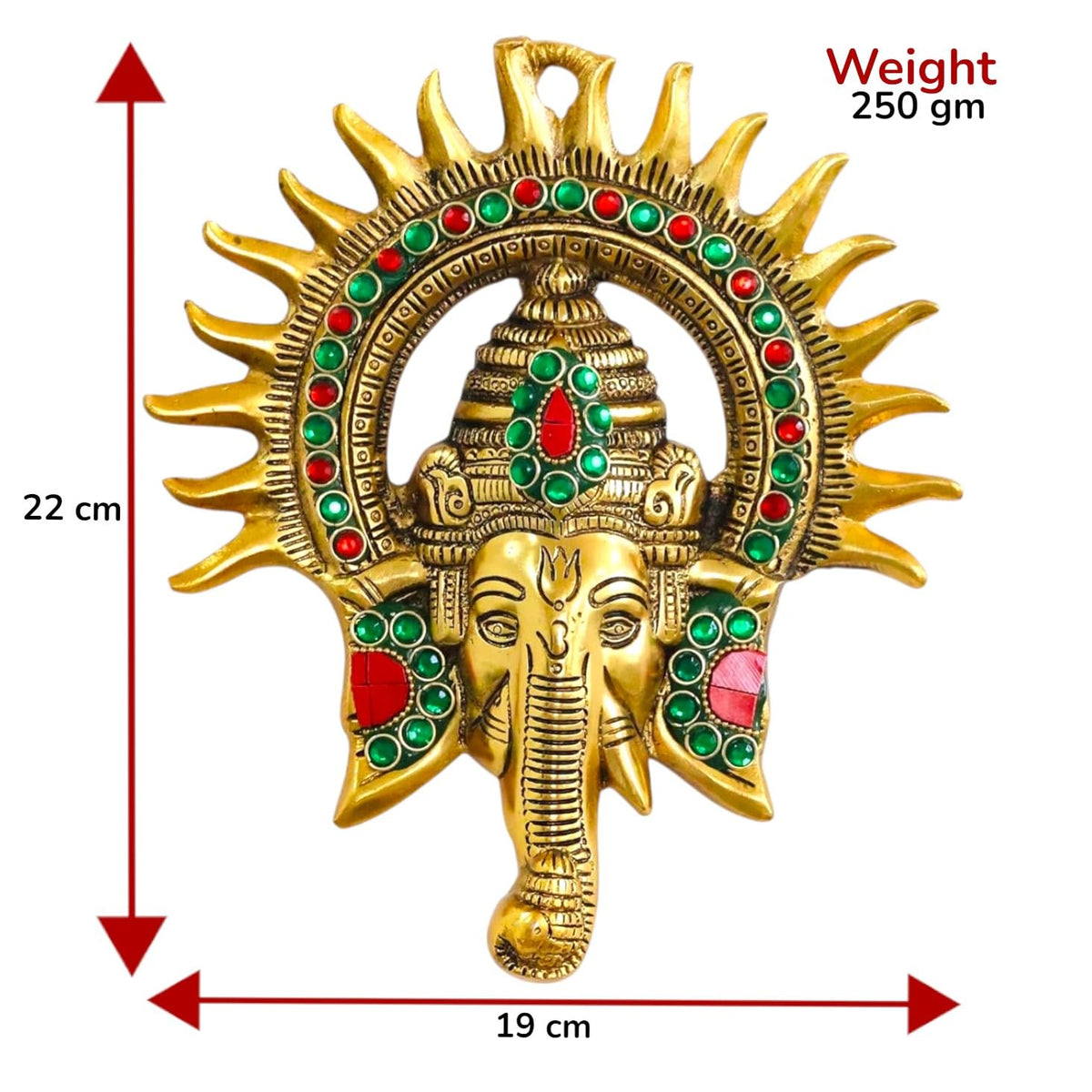 Metal Ganesha ji Statue,Ganpati Wall Hanging Sculpture Lord Ganesh Idol Lucky Feng Shui Wall Decor Your Home, Office,Religious Gift Article