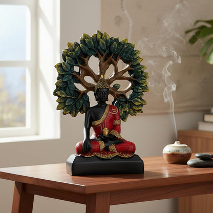 eCraftIndia Lord Buddha Idol for Home Decor Living Room | Gautam Buddha Statue Under the Bodhi-Tree | Showpiece Gift for Housewarming Birthday