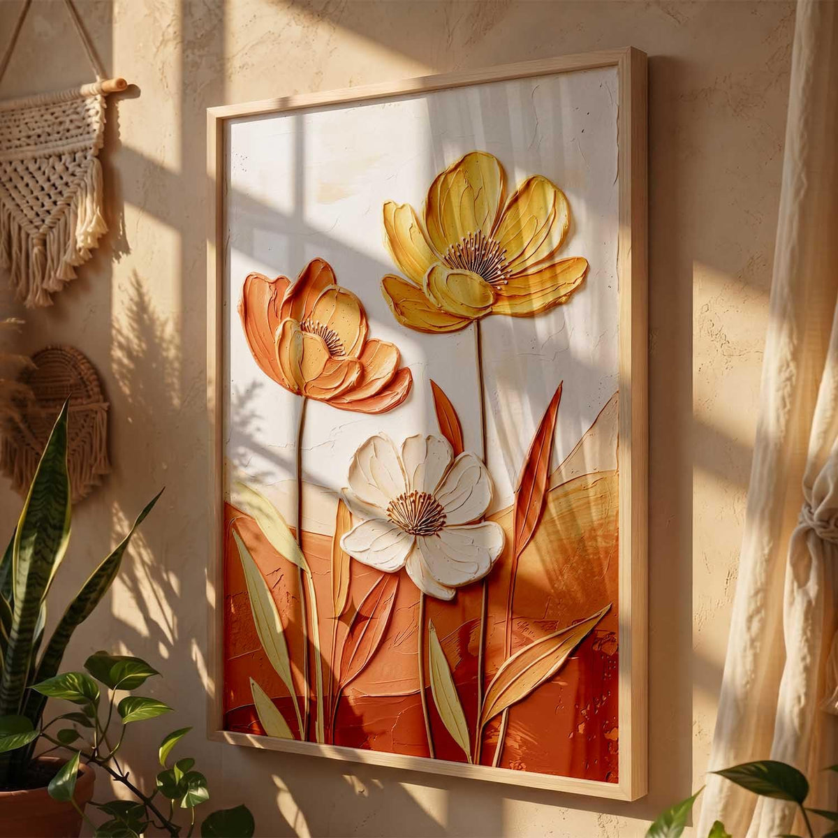 Aesthetic flower Art Home Decoration Painting | Floral Paintings With Frame For Living Room Bed Room Hotel Wall Decor Digital Reprint (13x17 inch)