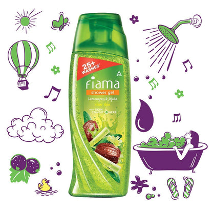 Fiama Shower Gel Lemongrass & Jojoba Body Wash with Skin Conditioners for Smooth Skin, 100 ml bottle