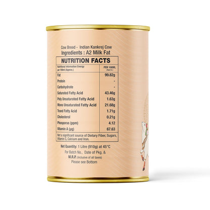 Gavyamart Indian A2 Cow Ghee 100% Pure Non GMO - Made of kankrej Organic Cow Ghee (1L)